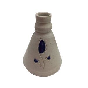 Williamsburg Pottery Small Bud Vase Blue Leaf 23495